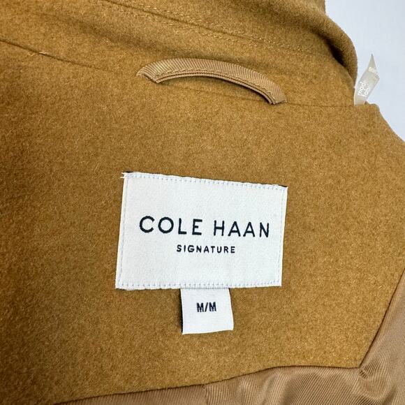 Cole Haan Notch Collar Button Front Wool-Blend Coat Preppy Camel Casual Men's M - Picture 12 of 16